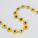 16 Feet Gold Plated Brass Oil Dripping Daisy Chains, Yellow Flower Chain, Enamel Paint Chain, For Bracelet Necklace Jewelry Making, Chain Findings PJ508