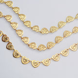 16 Feet Gold Plated Brass Hollow Heart Chain, For Necklace Bracelet Jewelry Making, Wholesale Supply PJ494