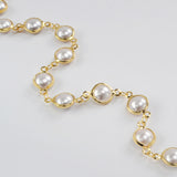 16 Feet Gold Plated Brass Round Pearl Chain, Pearl Bead Chain, For Necklace Bracelet Jewelry Making, Wholesale Supply PJ492