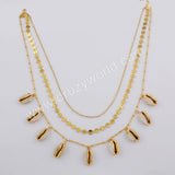 Gold Plated Cowrie Shell Three Layer Necklace G1736