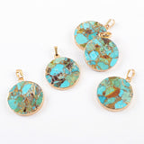 Copper Turquoise Pendant Charm Fashion Jewelry Making Silver Plated S1686