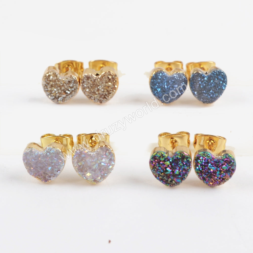gold plated  druzy studs earrings with wholesale 