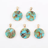 Copper Turquoise Pendant Charm Fashion Jewelry Making Silver Plated S1686