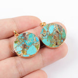 Copper Turquoise Pendant Charm Fashion Jewelry Making Silver Plated S1686