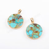 Copper Turquoise Pendant Charm Fashion Jewelry Making Silver Plated S1686