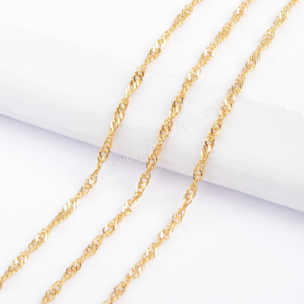 10pcs/lot,Gold Plated 1mm Thin Connector 18" Chain Necklace PJ257