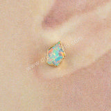 Shield Shape White Opal Studs Earring Gold Plated G1419