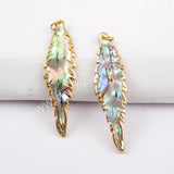 Gold Plated Leaf Abalone Shell Charm G1600