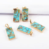 Copper Turquoise Pendant Charm For Women Jewelry Making Silver Plated S1687