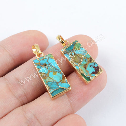 Copper Turquoise Pendant Charm For Women Jewelry Making Silver Plated S1687