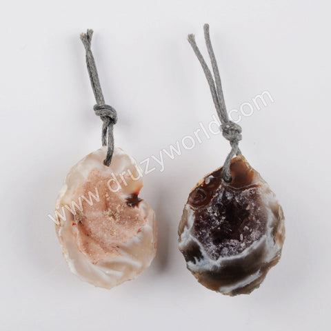 Natural Rough Agate Druzy Beads Pendant WX1565