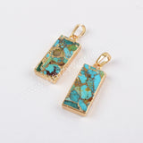 Copper Turquoise Pendant Charm For Women Jewelry Making Silver Plated S1687