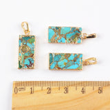 Copper Turquoise Pendant Charm For Women Jewelry Making Silver Plated S1687