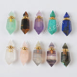 Fluorite Quartz Perfume Bottle Connector Gold Plated Jewelry G1942