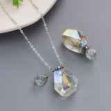 Silver Natural Stone Healing Perfume Bottle Connector Necklace S2068