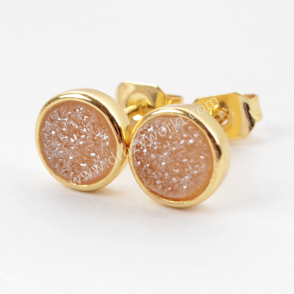 Champange Druzy Stud Earrings