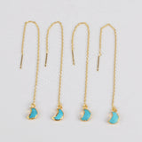 Gold Plated Natural Turquoise Moon Threader Earrings G1244
