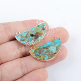 Gold Plated Half Moon Copper Turquoise Connector For Jewelry Making S1689