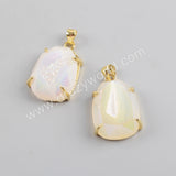 Gold Plated Claw Rainibow Titanium Druzy Faceted Drop Pendant ZG0371