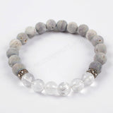 8mm Titanium Druzy & Gemstones Beads Bracelet G1476