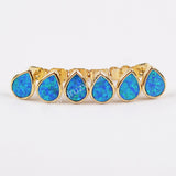 Teardrop Gold Plated Bezel Blue Opal Stud Earrings ZG0230