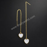 Gold Plated Natural White Shell Heart Threader Earrings G1245