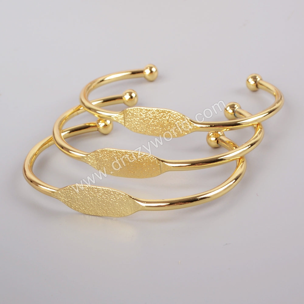 Short Blank Bangle Setting, Gold/Silver/Rose Gold Plated Brass Bracelets, Wholesale Supply PJ068