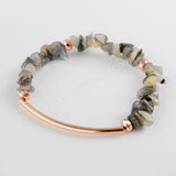 Gold / Silver / Rose Gold Tube Bar With Multi-kind Crystal Stone Chips Bracelet G1578