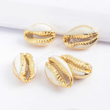 Gold Plated Cowrie Shell Bead Undrilled G1690