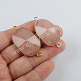 Rose Quartz Faceted Connector DIY Jewelry Silver Plated S1812