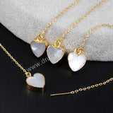 Gold Plated Natural White Shell Heart Threader Earrings G1245