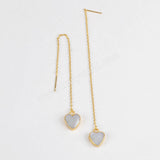 Gold Plated Natural White Shell Heart Threader Earrings G1245