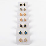 Oval Gold Plated Bezel Rainbow Titanium Natural Agate Druzy Studs Earring ZG0278