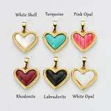 Gold Plated Heart Multi Kind Stones Pendant and Necklace ZG0456