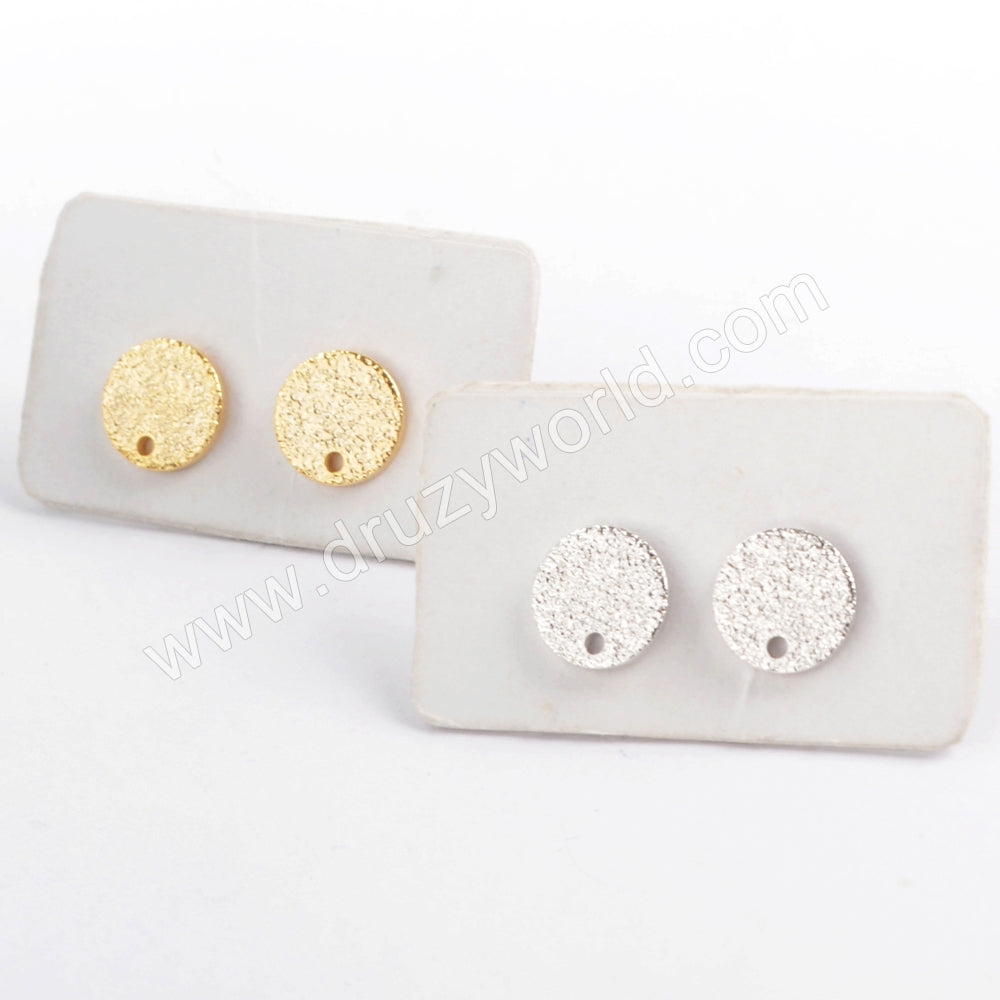 Gold/Silver Plated 8mm Matte Round Post With Hole PJ172