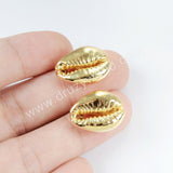 Full Gold Plated Cowrie Shell Bead Undrilled G1691