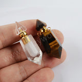 Fluorite Quartz Perfume Bottle Connector Gold Plated Jewelry G1942