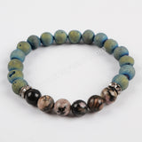 8mm Titanium Druzy & Gemstones Beads Bracelet G1476