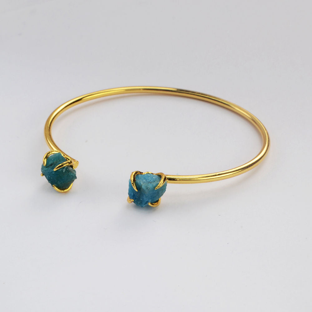 blue apatite bracelet apatite bangle apatite crystal bracelet fashion jewelry gift for her