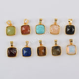 Natural Multi-kind Stones Gemstone Pendant Charm Gold Plated WX1292
