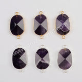 Natural Amethyst Faceted Connector Fashion Jewelry Silver Plated S1815