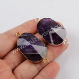 Natural Amethyst Faceted Connector Fashion Jewelry Silver Plated S1815