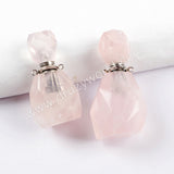 Silver Perfume Bottle Shape Facted Gem Stone Bead Connector WX1018