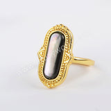 Natural Shell Ring Gold Plated Long Oval Shell Rings WX1420