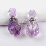 Silver Perfume Bottle Shape Facted Gem Stone Bead Connector WX1018