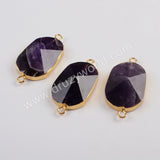 Natural Amethyst Faceted Connector Fashion Jewelry Silver Plated S1815