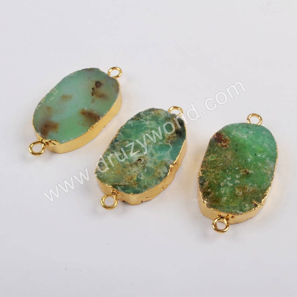 Gold Plated Natural Australia Jade Connector G1817/S1817