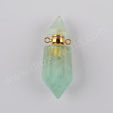 Fluorite Quartz Perfume Bottle Connector Gold Plated Jewelry G1942