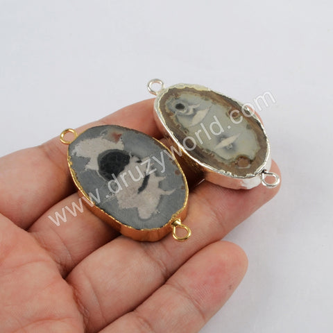 Fossil Stone Connector Fashion Jewelry For Women Silver Plated S1818