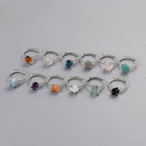 S925 Sterling Silver Claw Rainbow Raw Gemstone Ring, Healing Crystal Stone Ring, Adjustable SS206